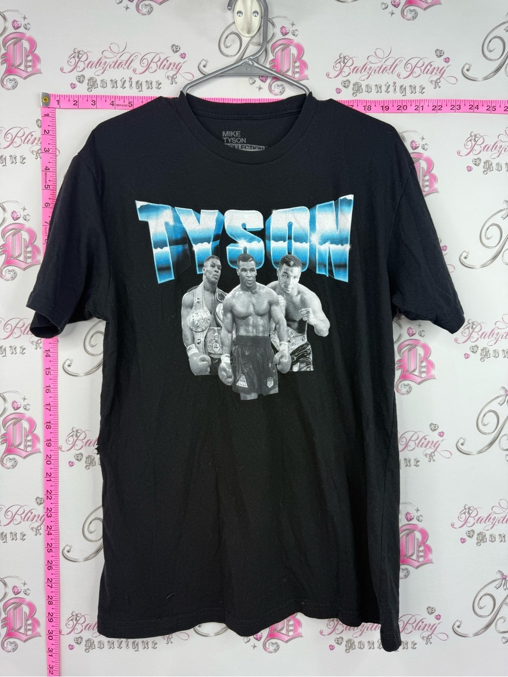 Mike Tyson tshirt boxing boxer Black Graphic Tee with Blue Logo